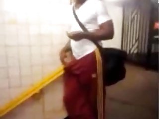 Monster dick in public subway exit