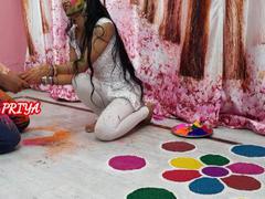 Holi Special - يمارس الجنس مع Hard Priiya في Holi مناسبة مع Hindi Colorplay - Priiya الخاص بك