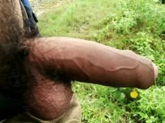 Masturbation indienne avec une grosse bite en plein air